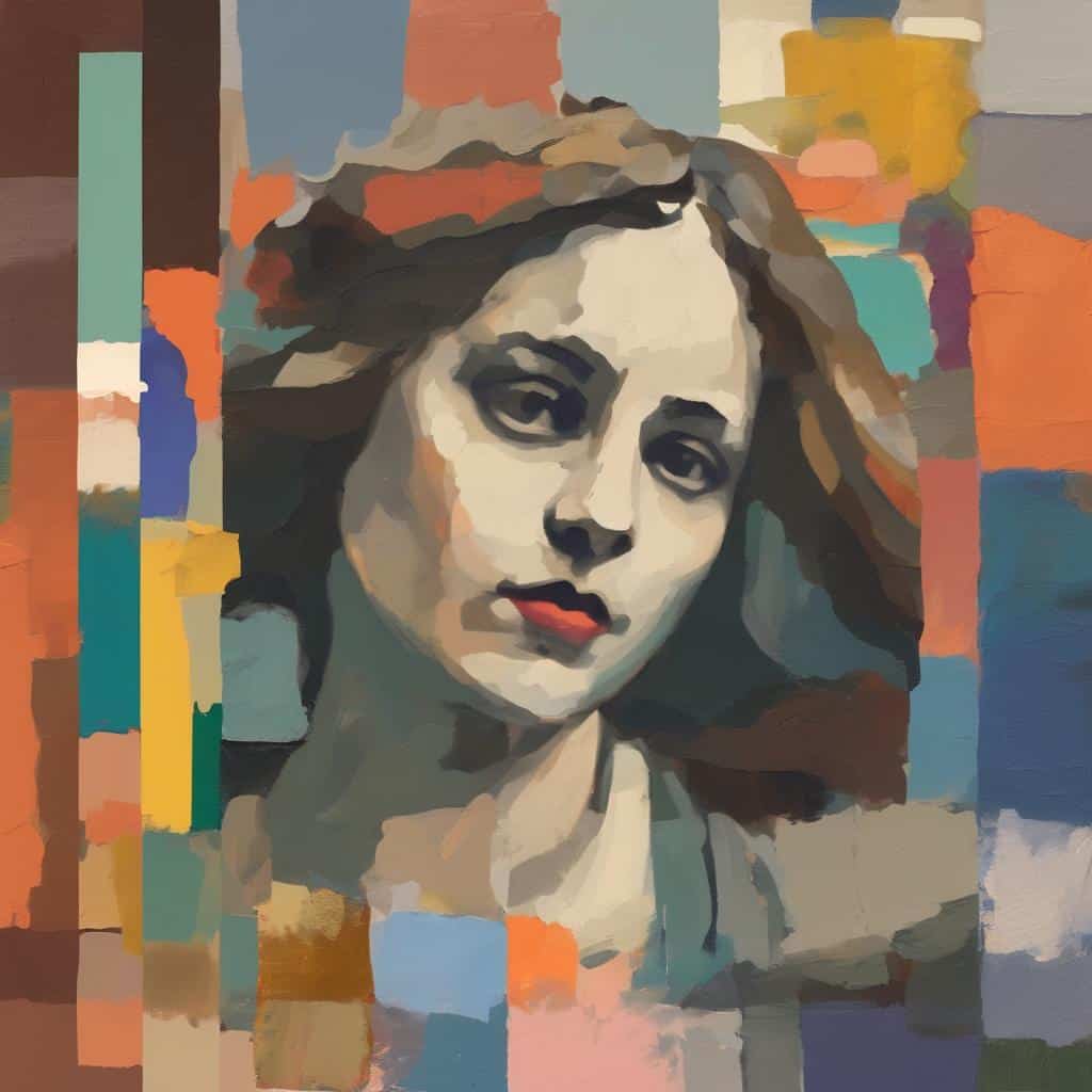 Ακροατήριο μοντέρνας τέχνης, πορτρέτο γυναίκας σε ψηφιακό πίνακα, συλλογικό βίωμα στην εικόνα, σύγχρονη τέχνη και κοινωνική συνεργασία.